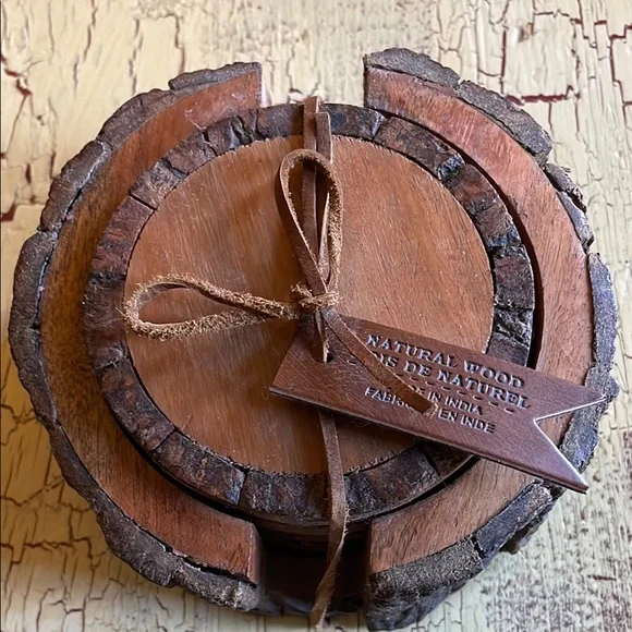 Rustic Wooden Coaster Set - Picture 2 of 4